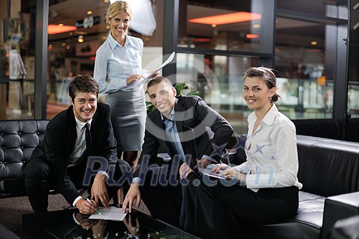 business people  team  group  on a meeting have success and make deal