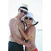 happy young romantic couple in love have fun running and relaxing on beautiful beach