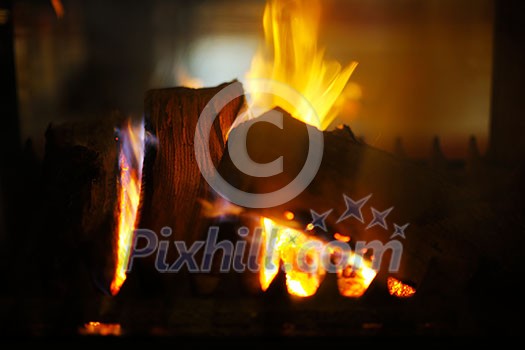 abstract fireplace flame background at home