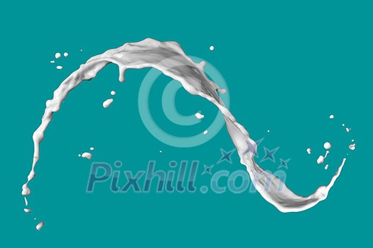 milk splash isolated on blue background
