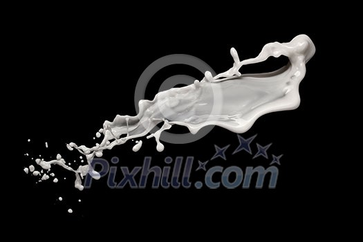 milk splash isolated on black background