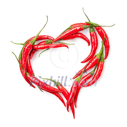 heart of chili pepper isolated on white 