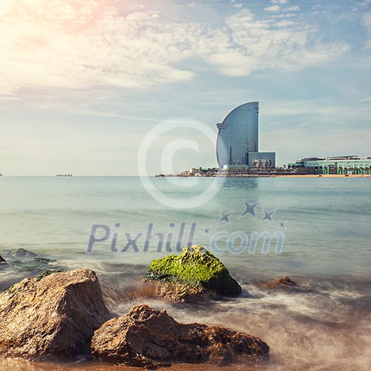 Barceloneta beach in Barcelona, Spain Barceloneta beach in Barcelona, Spain