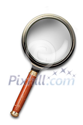 Magnifying glass with shadow isolated on white