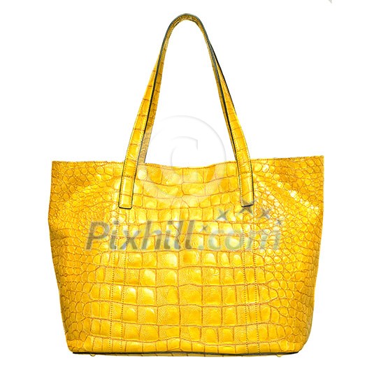 luxury yellow leather female bag isolated on white luxury yellow leather female bag isolated on white