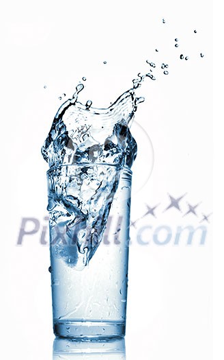 water splash in glass isolated on white water splash in glass isolated on white