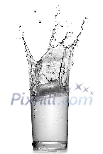 water splash in glass isolated on white water splash in glass isolated on white