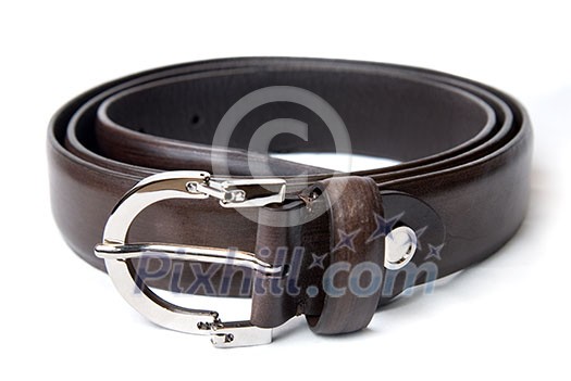dark brown leather belt isolated on white dark brown leather belt isolated on white