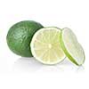 Green lime with slices on white