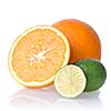 orange and lime isolated on white