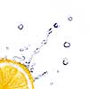 fresh water drops on lemon isolated on white