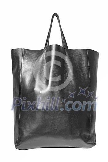luxury black leather female bag isolated on white