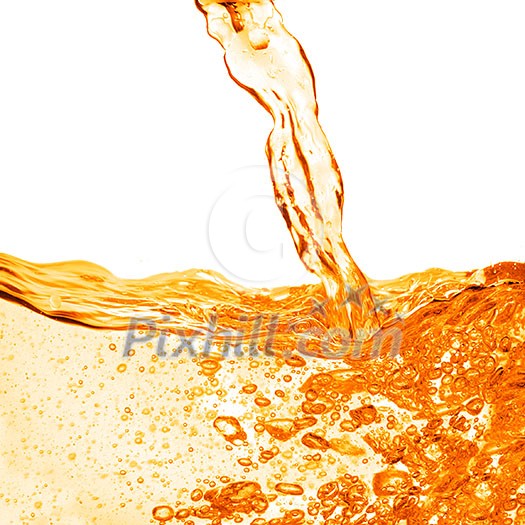 orange water splash isolated on white