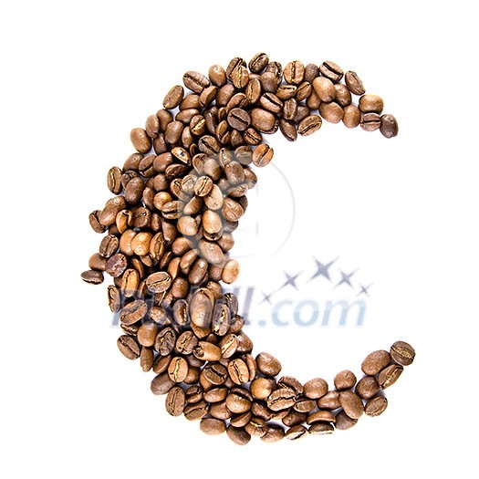 moon from coffee beans isolated on white moon from coffee beans isolated on white