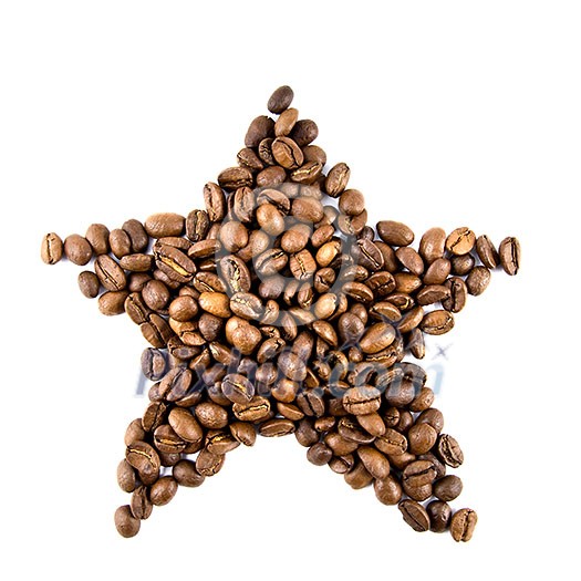 star from coffee beans isolated on white