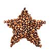 star from coffee beans isolated on white