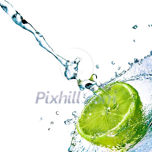 fresh water drops on lime isolated on white fresh water drops on lime isolated on white