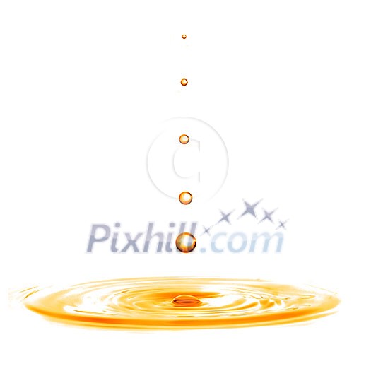 drop falling into orange water with splash isolated on white drop falling into orange water with splash isolated on white
