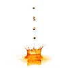 drop falling into orange water with splash isolated on white
