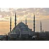 beautiful old mosque  at istambul on sunset 