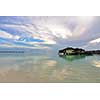 tropical beach nature landscape scene with white sand at summer