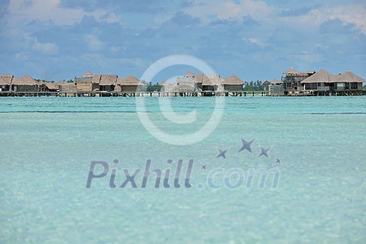 tropical beach nature landscape scene with white sand at summer