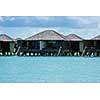 tropical water home villas resort  on Maldives island at summer vacation