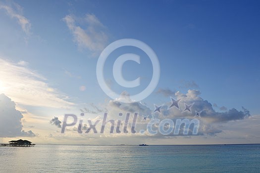 tropical beach nature landscape with white sand at summer