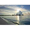 tropical beach nature landscape scene with white sand at summer