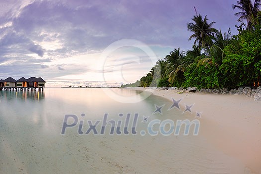 tropical beach nature landscape scene with white sand at summer