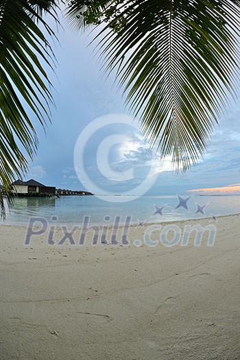 tropical water home villas resort  on Maldives island at summer vacation