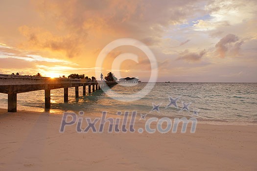 tropical beach with white sand at summer