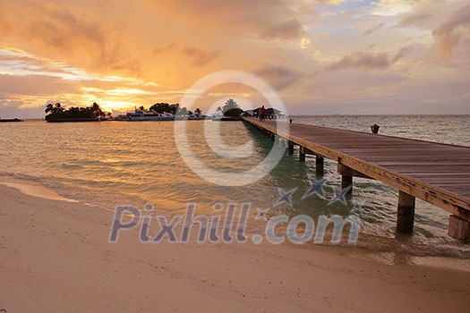 tropical beach with white sand at summer