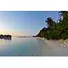 tropical beach nature landscape scene with white sand at summer