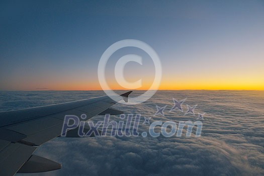 clouds skyline with sunset on horizon