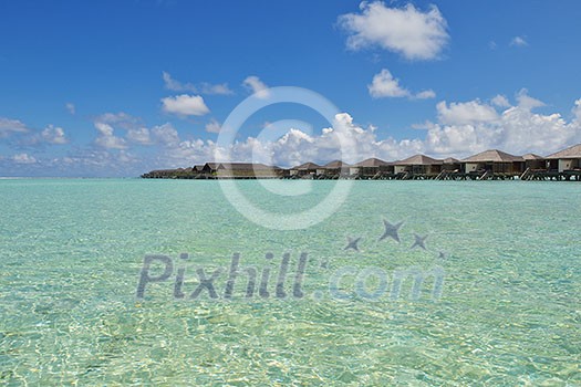 tropical water home villas resort  on Maldives island at summer vacation