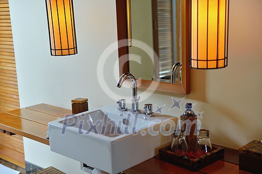 Luxury modern beautoful bathroom suite indoor