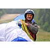 paragliding sport at beautiful nature and extreme scenes and people stunts