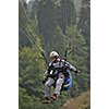 paragliding sport at beautiful nature and extreme scenes and people stunts