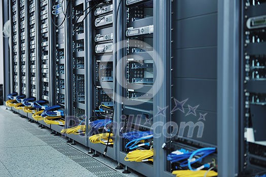 network server room with computers for digital tv ip communications and internet network server room with computers for digital tv ip communications and internet