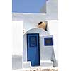 summer vacation on beautiful vulcanic island santorini at greece