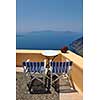 summer vacation on beautiful vulcanic island santorini at greece