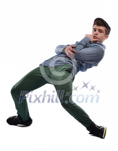 young boy man teen dancing and jumping isolated on white background in studio young boy man teen dancing and jumping isolated on white background in studio