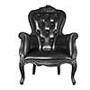 antique black leather chair isolated on white 