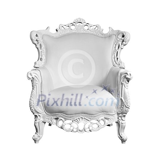antique white leather chair isolated on white