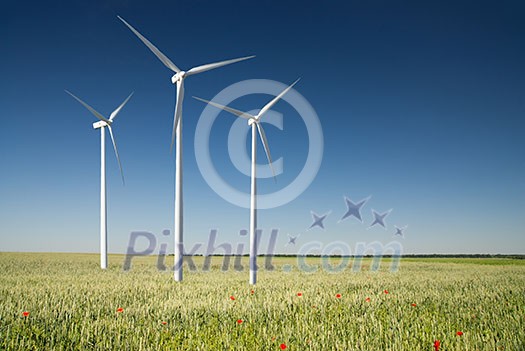 Wind generator turbine on spring landscape Wind generator turbine on spring landscape
