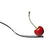 red cherry on fork isolated on white