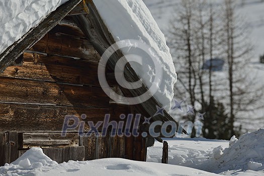 nature mountaint winter landscape nature with tree and fresh snow