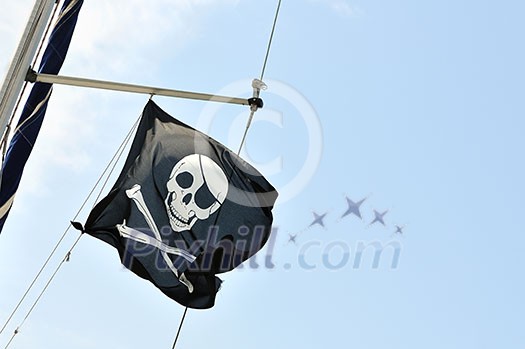 Pirate flag on board Pirate flag on board