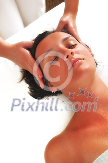 beautiful woman have massage at spa and wellness center beautiful woman have massage at spa and wellness center
